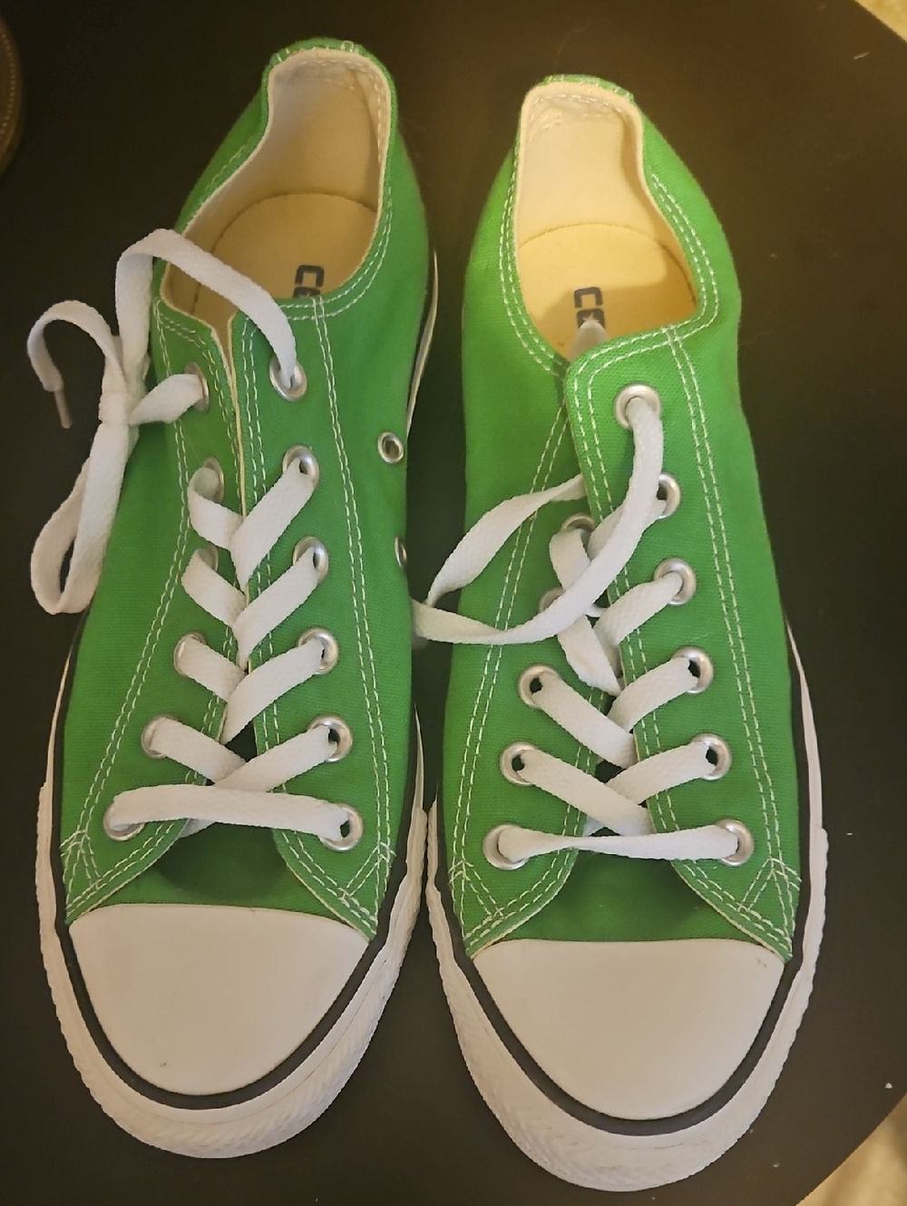 Converse Green Canvas Low-Top Sneakers with White Laces